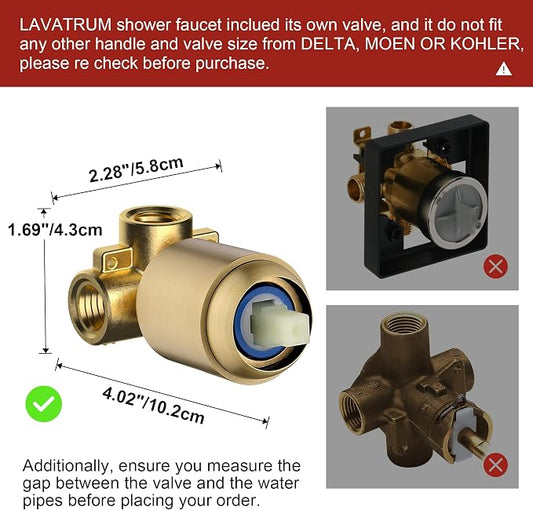 Gold Shower Head and Valve Set Single Spray Premium Wall Mount 8 Inch Rainfall Squre 1 Handle Shower Faucet with Rough-in Valves and Knob Kit for Bathroom Mixer (1.8GPM)