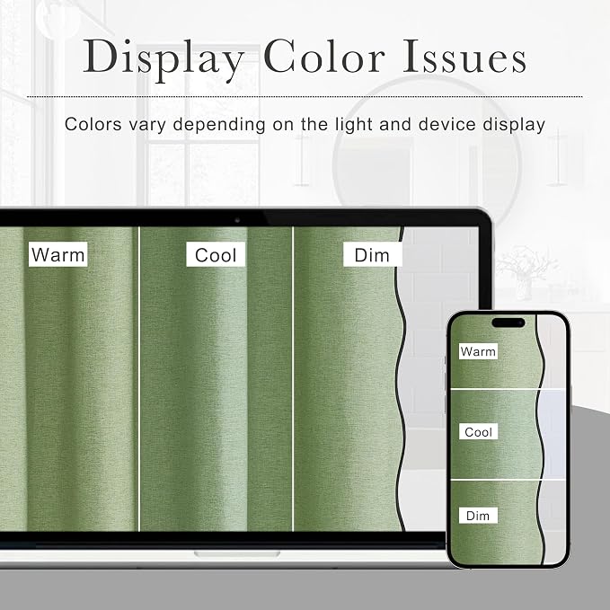 KGORGE Scalloped Green Shower Curtain with 12 Metal Hooks for Bathroom, Boho Privacy Cute Neutral Home Decor Waterproof Shower Curtains for Hotel Bathtub, Grass Green, 72 x 72 inches Long