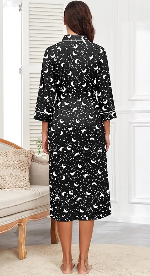 PrinStory Womens Robe Long Knit Bathrobe Lightweight Soft Robes Ladies Bath Robe