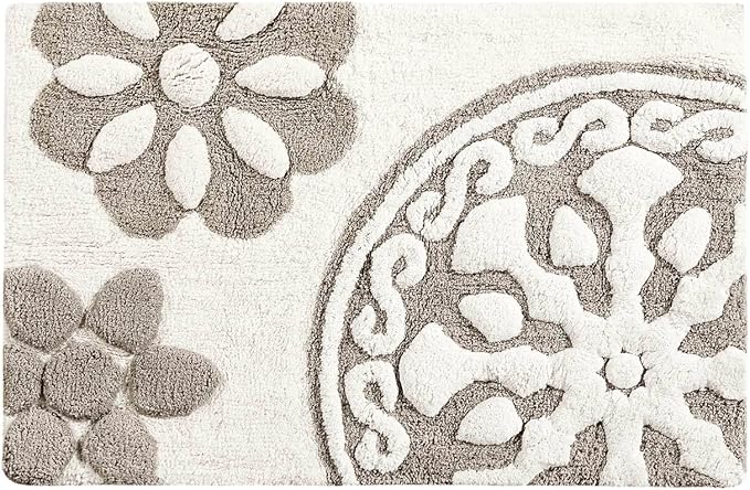 Madison Park Casablanca Tufted Cotton Bath Rug Non-Slip, 20 x 30, Taupe