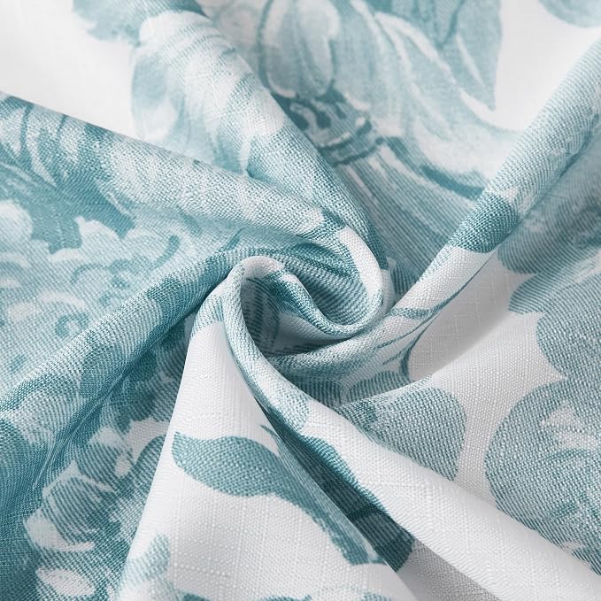 Lush Decor Bird and Hydrangea Toile Shower Curtain Single 72" W x 72" L Teal - Floral Shower Curtains for Bathroom - Bathroom Curtain - Vintage Decor