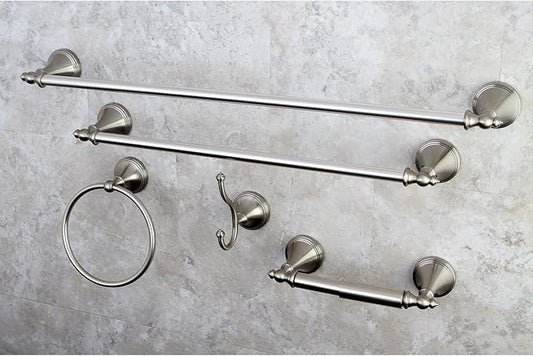Kingston Brass BAHK1612478SN Naples Bathroom Hardware Set, Brushed Nickel 27.56 x 6.13 x 2.25