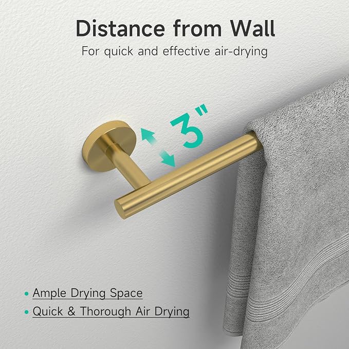 8PCS Brushed Gold Bathroom Hardware Set, 18-Inch Towel Bar Set | Durable SUS304 Stainless Steel Bathroom Accessories Set, Towel Racks for Bathroom Wall Mounted, Modern Home Decor