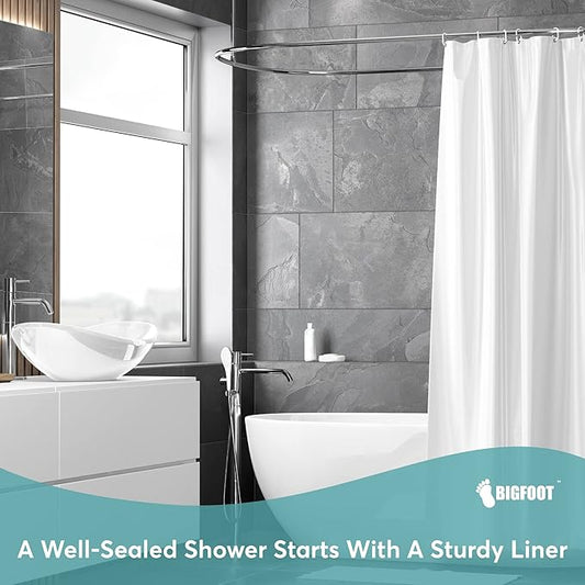 BigFoot Shower Curtain Liner – 72 x 72 PEVA Premium Shower Curtain with Rustproof Metal Grommet and 3 Magnetic Weights – Odor Free and Compatible with Standard Showers, White