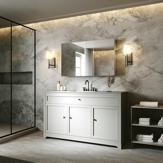 40 x 24 in Medicine Cabinet with Mirror and Side Panels, Silver | Surface or Recessed Medicine Cabinet Mirror with Storage, Adjustable Shelves, Aluminum Alloy Frame, Assembly Required