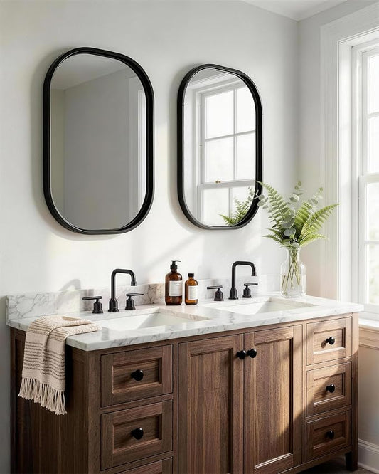 WOWOW Bronze Bathroom Faucet 3 Hole, Widespread Vanity Sink Faucets 8 Inch | Copper Inlet Oil Rubbed Bronze Faucet for Bathroom Sink with Swivel Spout, 2 Handles Lavatory Tap with Drain and Supply Line
