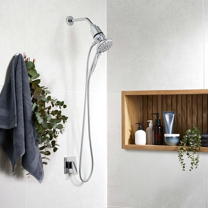 SEVENTY 5-Setting Magnetic Handheld Shower Head with Shower Filter and 59 Inch Hose in Chrome – Helps Reduce Chlorine and Impurities for Healthier Hair, Skin and Scalp, Easy to Install (12158)