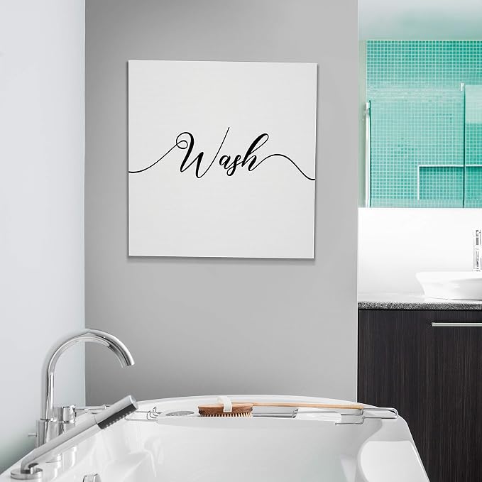 Renditions Gallery Simple Wash sign Bathroom Décor Gallery Wrapped Canvas Wall Art, 16x16,