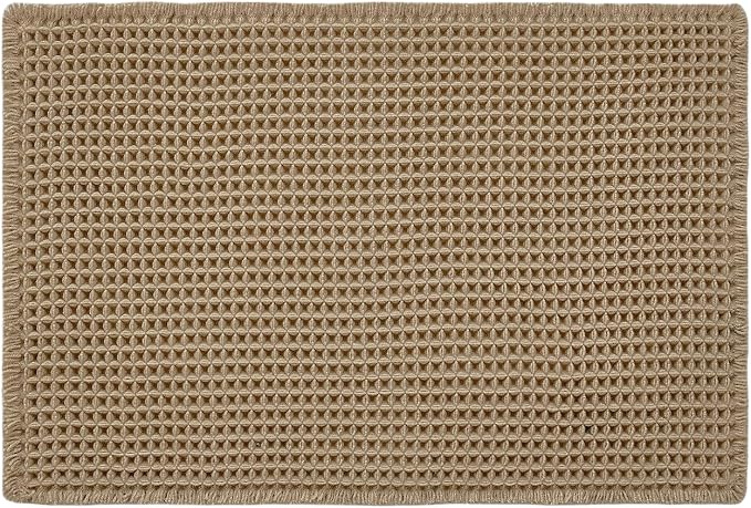 TYUU Waffle Bath Mat, Boho Bathroom Rugs Non Slip Washable Super Absorbent Quick Dry Farmhouse Bathroom Decor, 30"x20" Khaki | Super Absorbent Quick Dry Bath Rug, Non-Slip Backing, Soft Waffle Boho Farmhouse Bathroom Mats, Tub, Shower & Home Decor