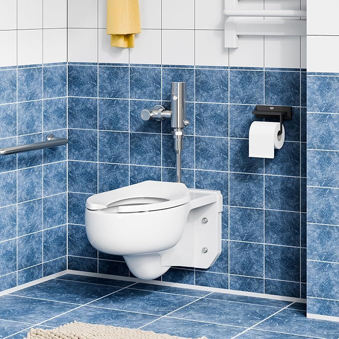 Elongated Open-Front Toilet Seat, Commercial Heavy Duty Seat Without Cover, Never Loosen Design to Reduce Call-Backs, 18.5 Inch White Public Toilet Lid for Office, Church, Hospital