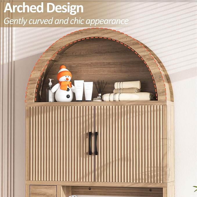 Spurgehom Over Toilet Storage Cabinet, Bathroom Arch Organizer,Wood | Freestanding Arch Bathroom Cabinet with Anti-Tipping Safety Kit, Space-Saving Toilet Storage Shelf, Toiletries Organization.