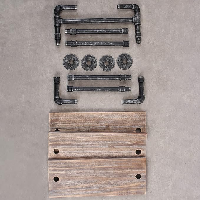 Industrial Pipe Shelf Bathroom Shelves Wall Mounted,19.6in Rustic Wood Shelf with Towel Bar,3 Tier Farmhouse Towel Rack Over Toilet,Pipe Shelving Floating Shelves Towel Holder,Retro Grey