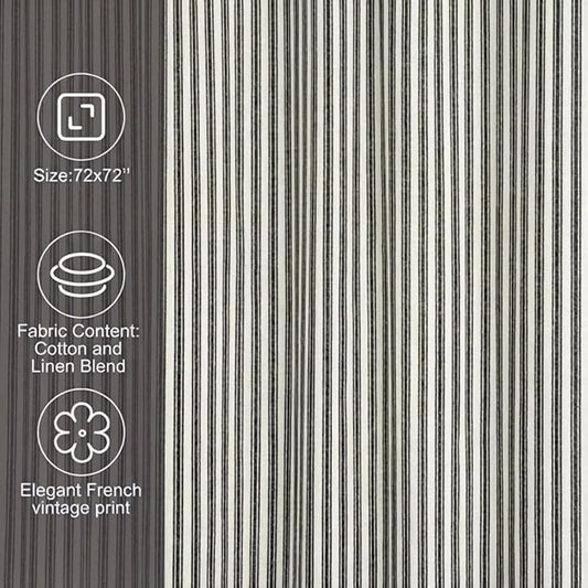 Stripe Cotton Toile Shower Curtain Ticking Stripe Woven Print Curtain Bathroom Decor for Traditional and Contemporary Style Kitchen Bath Home(Black and White,72 x 72 Inches)