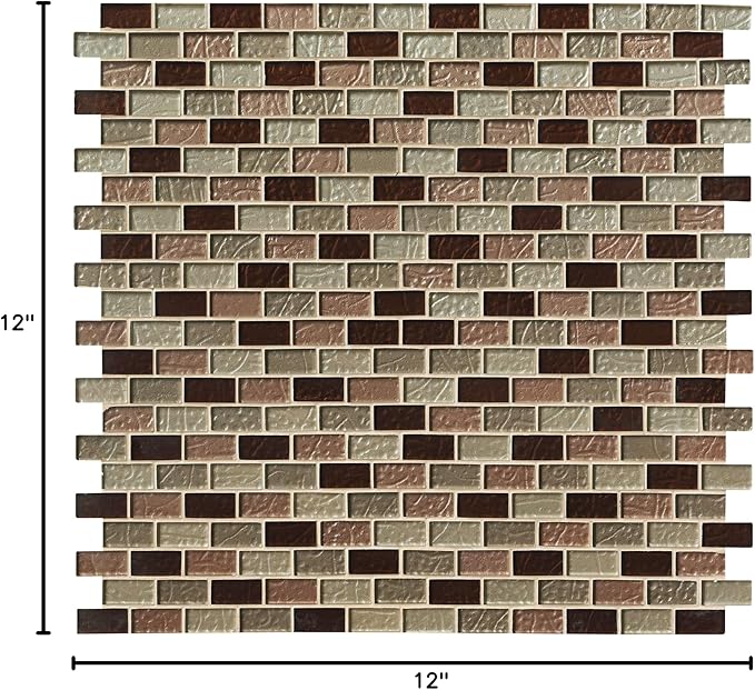 MSI Ayres Blend Glass Mosaic Tile, Modern Rectangular Subway Pattern, Brown, 12 in. x 12 in., 10 sq. ft, 10 Pieces per case