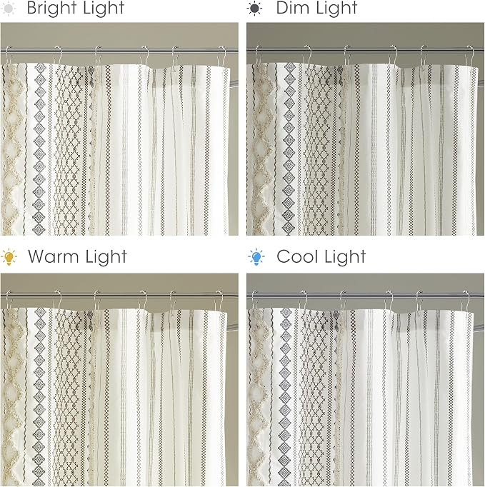 INK+IVY Imani Tufted Chenille 100% Cotton Shower Curtains Machine Washable, Modern Home Bathroom Décor Bathtub Privacy Screen, 72" x 72", Ivory | Machine Washable, Boho Tufted Chenille Modern Home Bathroom Decor, Bathtub Privacy Screen, OEKO-TEX Certified