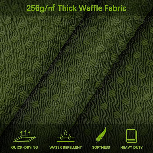 Extra Long Green Bathroom Decor Waffle Shower Curtain 96 Inches 256GSM Heavy Duty Shower Curtain Set, Hotel Quality Water Repellent Modern Shower Curtains with 12 Hooks,72Wx96H