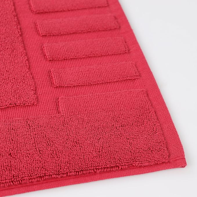 Superior 100% Cotton Bathmat Set, Bath Mat, Bathroom Decor, Shower, Bathtub Essentials, Home Accessories, Washable Rug, Absorbent, Quick Dry, Leo Collection, Set of 2, 22" x 35", Cranberry