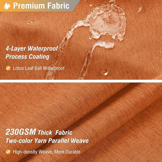 BTTN Orange Shower Curtain - Linen Textured Heavy Duty Waterproof Cloth Shower Curtain Set with 12 Plastic Hooks, Hotel Spa Luxury Simple Decorative Thick Fabric Shower Curtains for Bathroom - 72x72