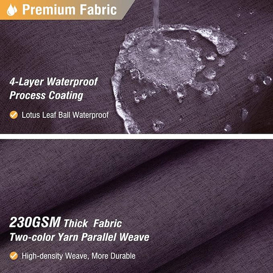 Purple Linen Textured Waterproof Fabric Shower Curtain Set, 72x72 | 230GSM Polyester, Heavy Duty Cloth, Weighted Hem, 12 Plastic Hooks, Modern Hotel Style, Machine Washable, Bathroom Decor