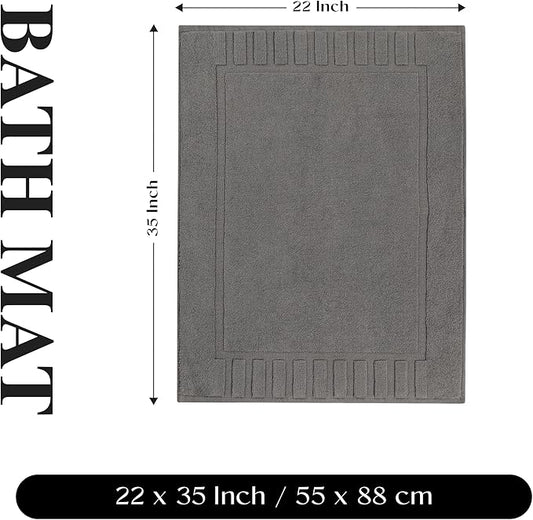 Superior 100% Cotton Bathmat Set, Bath Mat, Bathroom Decor, Shower, Bathtub Essentials, Home Accessories, Washable Rug, Absorbent, Quick Dry, Leo Collection, Set of 2, 22" x 35", Graphite