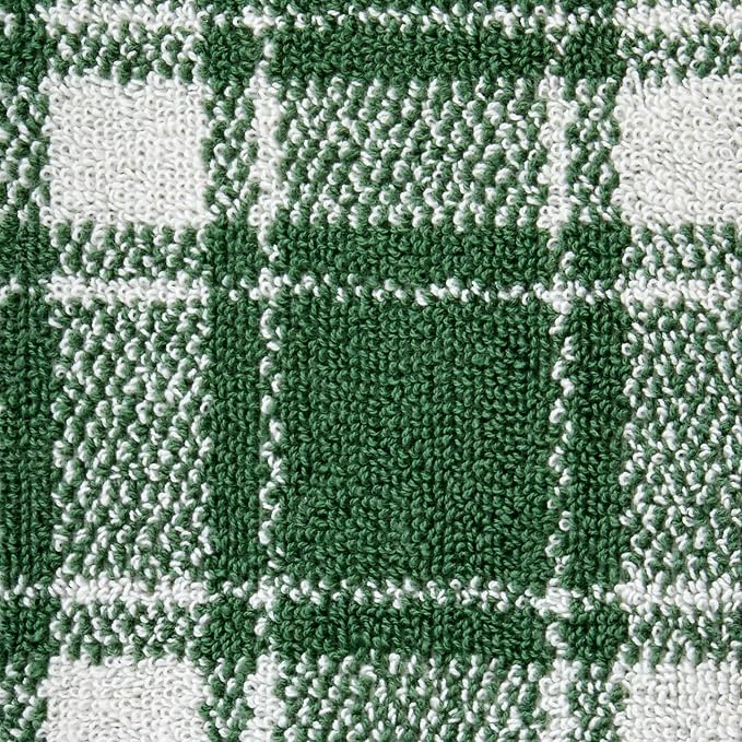 SKL Home Christmas Buffalo Plaid 2-Pc Hand Towel Set, Jacquard, Spruce | Plush & absorbent with reversible pattern. Great for use in the bathroom, kitchen, or bar & holiday gifting.