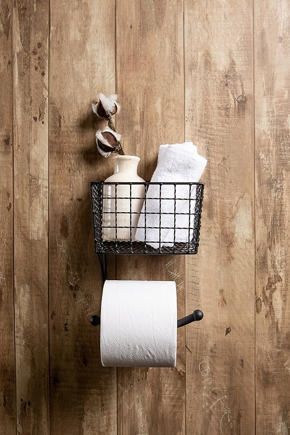 DII Rustic Bathroom Décor, Metal Storage, Toilet Paper Holder, Black