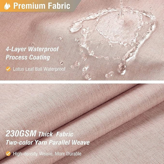 Blush Pink Linen Textured Waterproof Fabric Shower Curtain Set, 72x72 | 230GSM Polyester, Heavy Duty Cloth, Weighted Hem, 12 Plastic Hooks, Modern Hotel Style, Machine Washable, Bathroom Decor