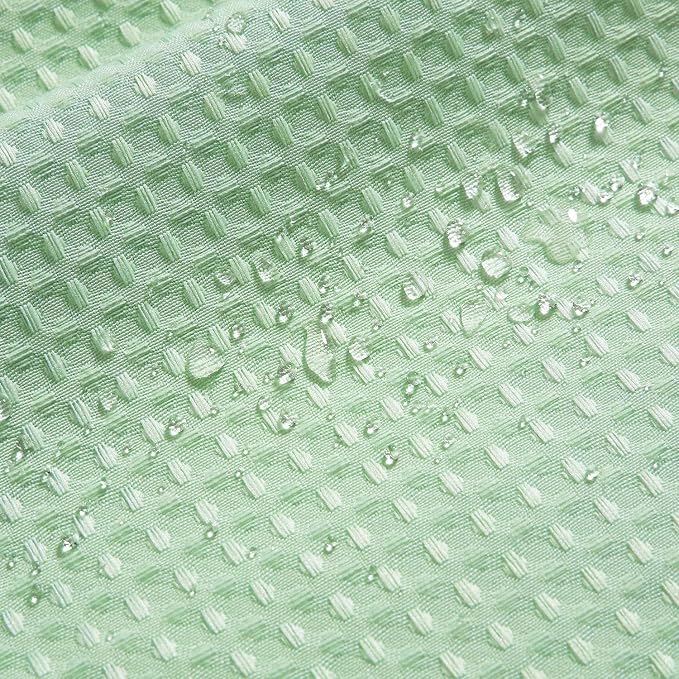 River Dream Waffle No Hook Shower Curtain with Liner,Green Light,71x74 | Dotted Waffle,Snap-in Liner,Heavy Duty,Quick Dry,Mesh Top Window,With Bottom Magnets,Hotel-Grade,Washable,Standard Size