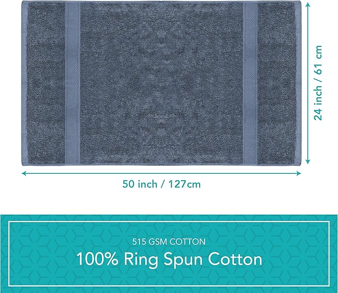 Pleasant Home Bath Towels Set of 6 (24” x 50”) 100% Cotton, Navy | 515 GSM | Lightweight, Soft & Highly Absorbent Luxury Towels for Bathroom | for Gym, Pool & Spa
