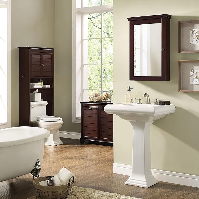 Crosley Furniture Lydia Over The Toilet Storage Cabinet and Bathroom Organizer with Hooks and Shelves, Espresso