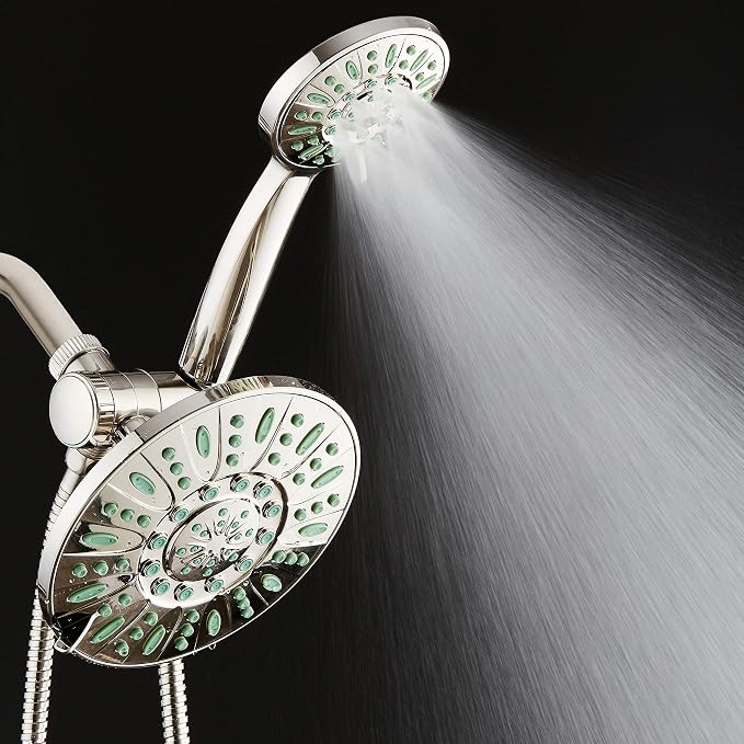 AquaDance Antimicrobial High Pressure 7" Rain & Handheld Shower Head Combo | Enjoy More Power & Better Shower Hygiene with Lifetime Antimicribial Nozzle Protection from Mold, Mildew & Bacteria - Nickel