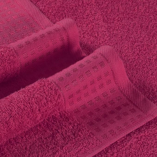 GLAMBURG 100% Cotton Ultra Soft 6 Pack Towel Set, Contains 2 Bath Towels 28x55 Inches, 2 Hand Towels 16x24 Inches & 2 Wash Coths 12x12 Inches, Compact Absorbent Lightweight & Quickdry - Hot Pink