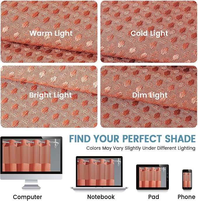 EUTXL Heavyweight Waffle No Hook Shower Curtain with Liner, 71x74, Coral | Snap in Liner, 256GSM, Thick, Hotel Luxury Spa, Waterproof Fabric, Corner Magnets, 3 in 1 Set, Washable, Hang in Seconds
