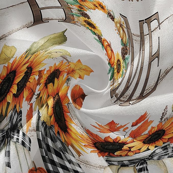 Tijuboni Fall Sunflower Pumpkin Shower Curtain, Farmhouse Home Sweet Home Bathroom Decor, Rustic Maple Leaf Waterproof Fabric Curtain for Harvest Thanksgiving Gifts 60x72 Inch