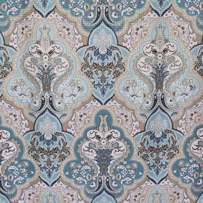 Decorative Blue Brown Boho Floral Fabric Shower Curtain for Bathroom, 72x72 | Elegant Paisley Bohemian Modern Farmhouse for Vintage Rustic Bath Decor Floral Victorian Fabric Shower Curtain