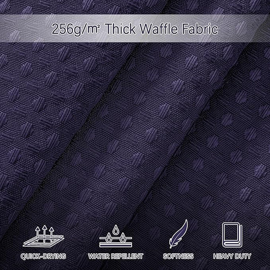 Waterproof Fabric Shower Curtain Extra Long Waffle Weave Heavy Duty Bathroom Shower Curtain Set, 256GSM Weighted Thick Shower Curtain with 12 Rust-Resistant Hooks,72Wx84H Purple