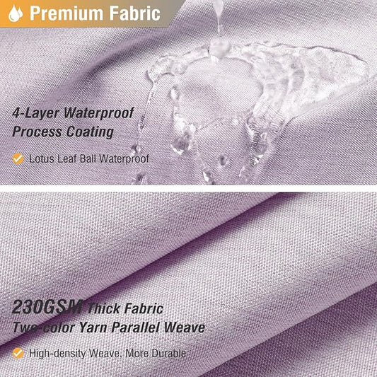 Long Linen Textured Waterproof Shower Curtain Set, 72x84, Lavender | Tall Size, 230GSM Polyester, Heavy Duty Cloth, Weighted Hem, 12 Plastic Hooks, Modern Luxury Hotel Style, Machine Washable
