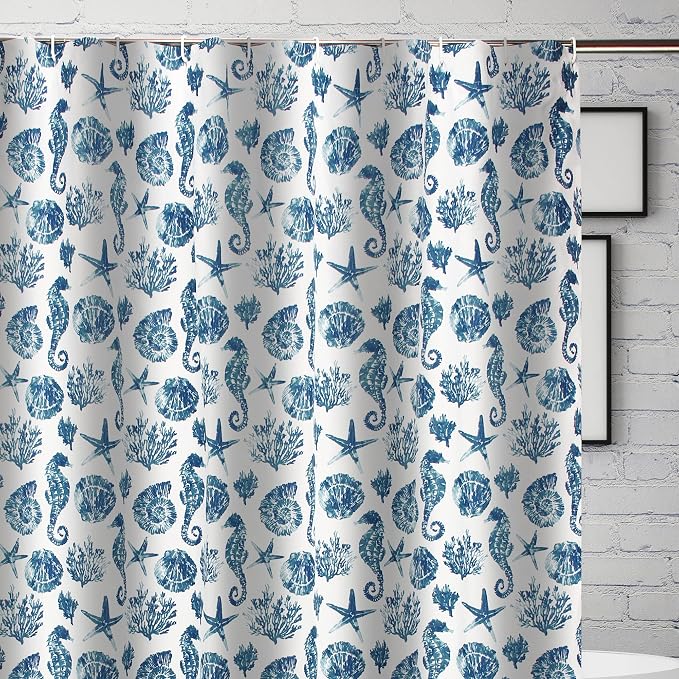 Greenland Home Fashions Fabric Sensations Shower Curtain, Stylish Bathroom Decor, Machine Washable, 72 inches x 72 inches, Pebble Beach