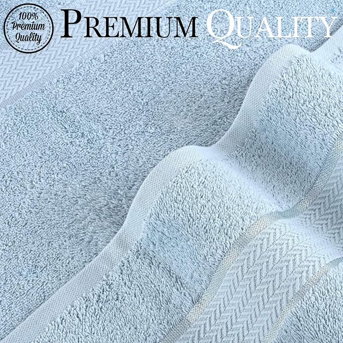 CRAFTBERRY-6 Piece Cotton Bath Towel Set-2 Bath - 2 Hand - 2 Face, Sky Blue | 100% Cotton • Thick & Plush • Hotel Quality • Ultra Soft • Highly Absorbent • Quick Dry • Low Lint • Machine Washable