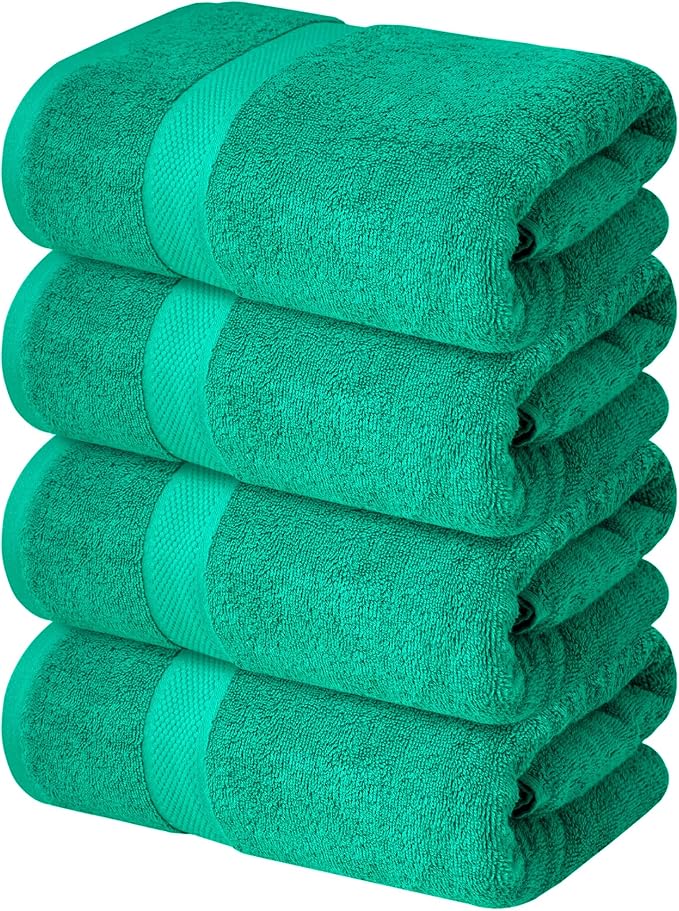 Infinitee Xclusives 100% Ring-Spun Cotton Bath Towels for Bathroom - Pack 4 | Luxury Super Soft, Absorbent & Quick-Drying |27x54 inches| Large Bathroom Towels Set |600 GSM| Gym, Shower, Spa & Hotel Use