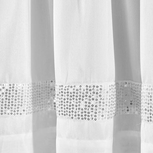 Lush Decor Night Sky Valance Curtain Single, 84"W x 18"L White & Silver - Extra Wide Curtains - Kitchen Curtains Valances For Windows - Bathroom Curtain