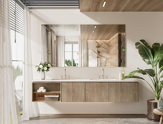 72" x 36" Frameless Mirror for Wall Oversized Rectangle Tempered Mirror, Suitable for Bathroom, Bedroom, Entryway, Hallway, Gym, Vertically/Horizontally