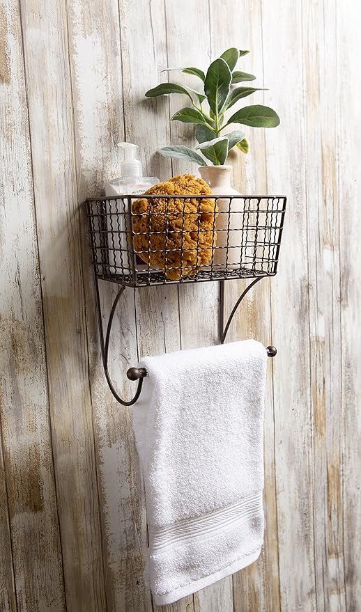 DII Rustic Bathroom Décor, Metal Storage, Small Towel Bar, Gray