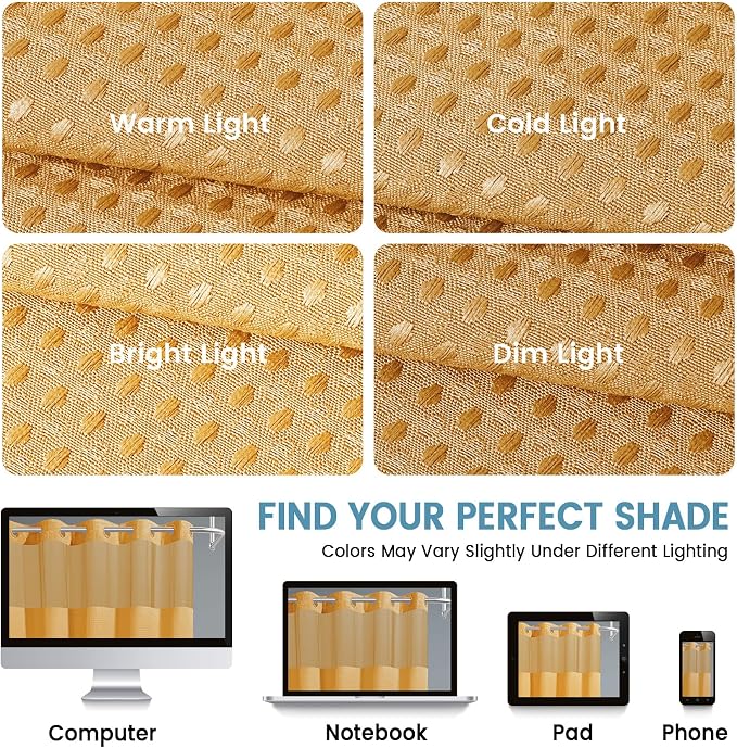 EUTXL Heavyweight Waffle No Hook Shower Curtain with Liner, 71x74, Gold | Snap in Liner, 256GSM, Thick, Hotel Luxury Spa, Waterproof Fabric, Corner Magnets, 3 in 1 Set, Washable, Hang in Seconds