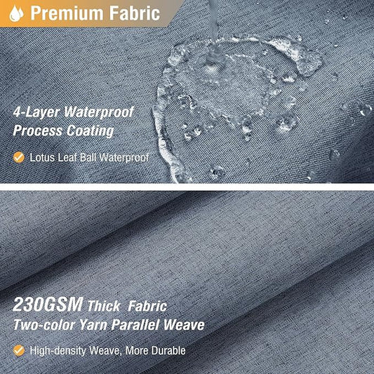 BTTN Extra Wide Shower Curtain - 108 x 72 Inch Linen Textured Waterproof Fabric Shower Curtain Set with 18 Plastic Hooks, Simple Wrap Around Cloth Shower Curtains for Bathroom and Bathtub - Blue Gray