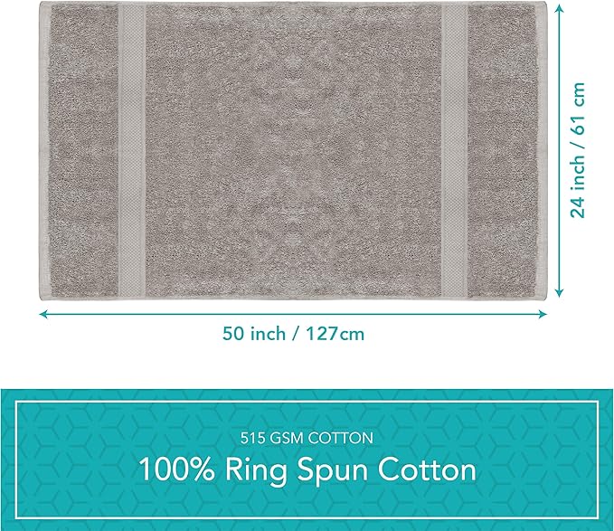 Pleasant Home Bath Towels Set of 6 (24” x 50”) 100% Cotton, Gray | 515 GSM | Lightweight, Soft & Highly Absorbent Luxury Towels for Bathroom | for Gym, Pool & Spa
