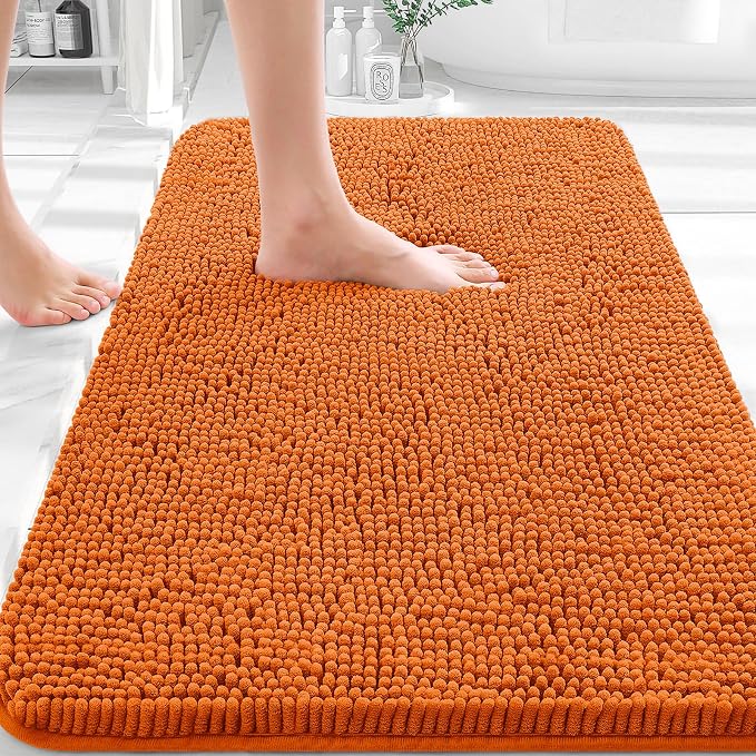 OLANLY Bathroom Rugs 32x20, Extra Soft Absorbent Chenille Bath Rugs | Clay, Quick-Drying Rubber Backing, Machine Washable Bath Mat for Bathroom Floor, Tub and Shower, Home Decor Accessories