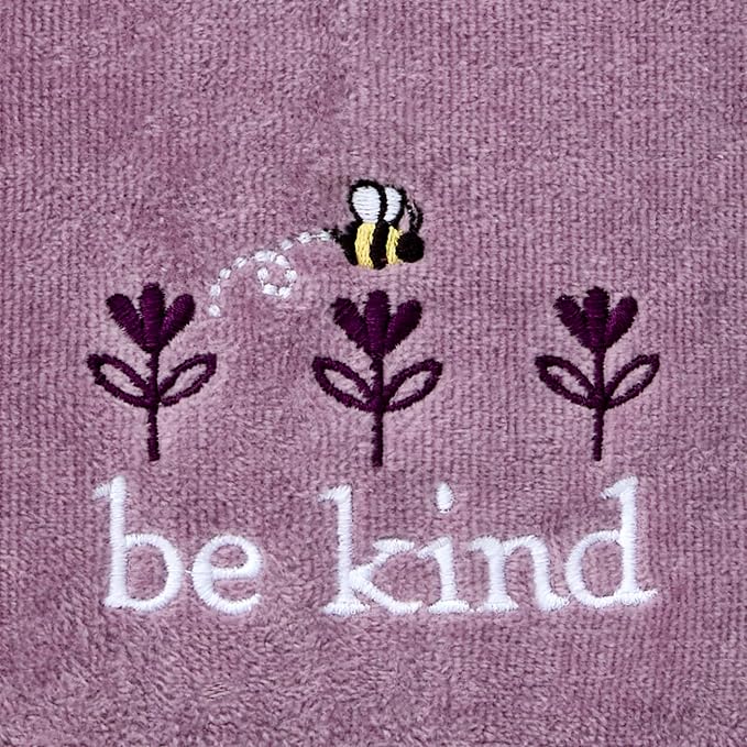 SKL Home Bee Kind Hand Towel Set-2pc, 100% Cotton, Embroidered, Lavender | Soft, decorative velour. For use in the bathroom, kitchen or bar & makes a great gift.