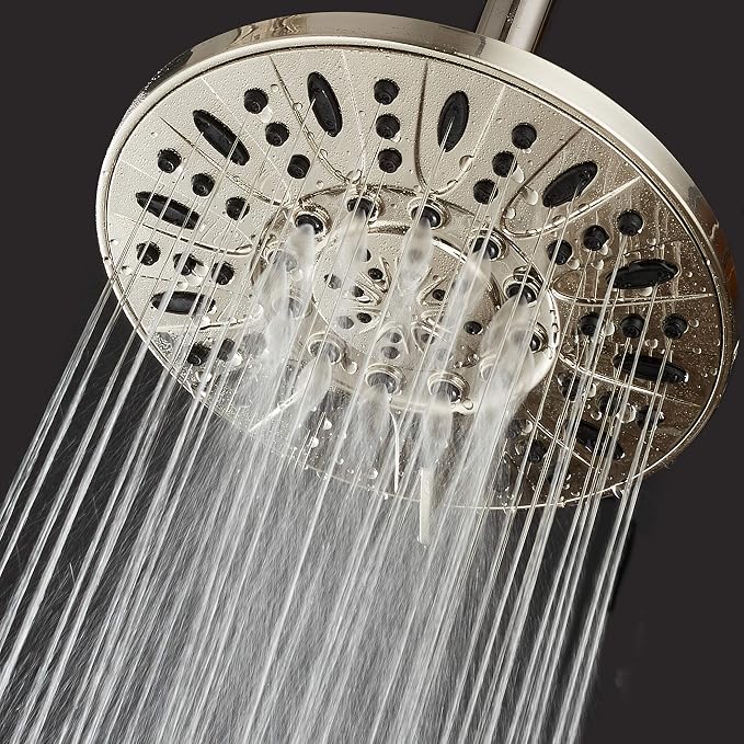 AquaDance Brushed Nickel High Pressure 6-Setting 7" Rain Shower Head – Angle Adjustable, Anti-Clog Showerhead Jets, Tool-Free Installation-USA Standard Certified-Top U.S. Brand – 1.8 GPM