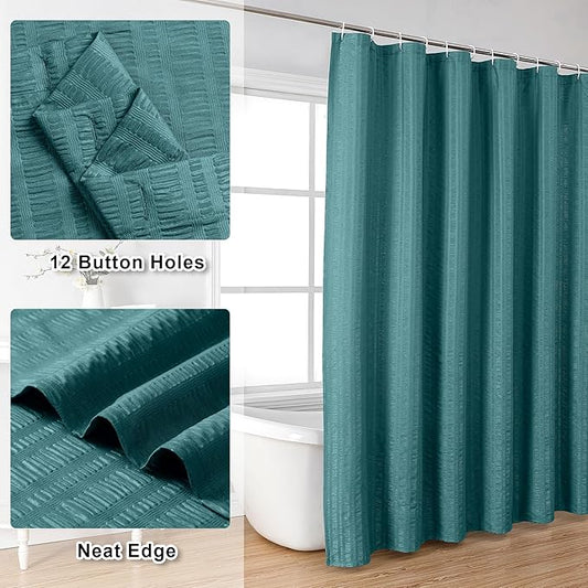 Aiyufeng Turquoise Shower Curtain for Bathroom, Embossed Textured Fabric Shower Curtain for Bathroom - Soft Cloth & Hotel Spa, Machine Washable, 36X72, Turquoise